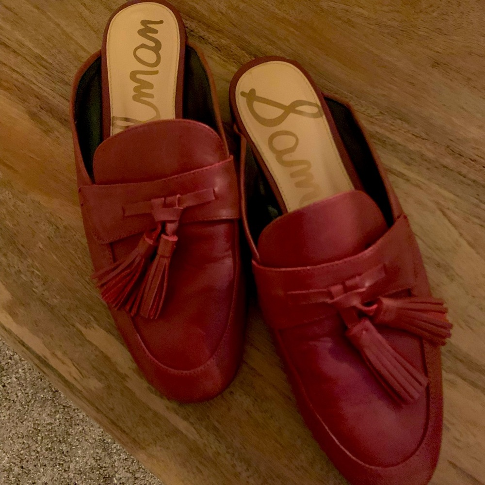Sam Edelman red loafer mules